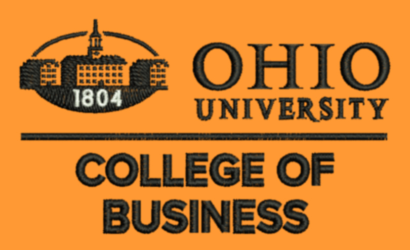 Custom embroidered logo for Ohio University Business program