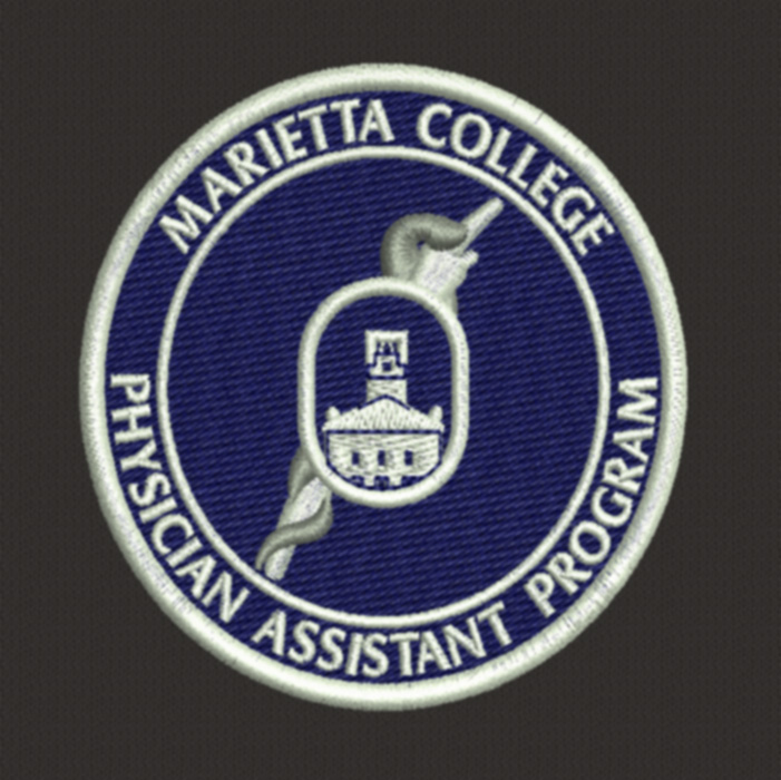Custom embroidered Marietta College PA logo
